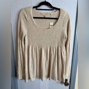 Anthropologie Knitted & Knotted Esme Babydoll Sweater - Size Large, NWT